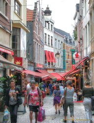 Rue des Bouchers lined with restaurants
